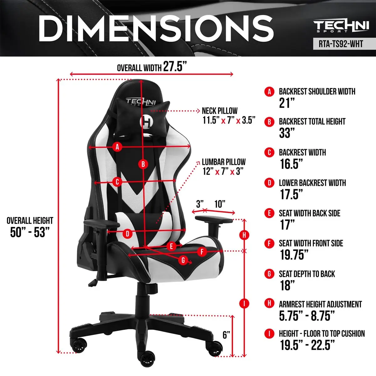 WHITE PRO GAMER SERIES 2 GAMING CHAIR - Image 5